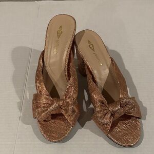 JoliMall Rose Gold Sandals With Bow On Vamp - Size 9